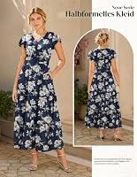 GRACE KARIN Damen Sommer Blumenmuster Freizeitkleid V-Neck Maxi Boho Kleid – Ansicht 2