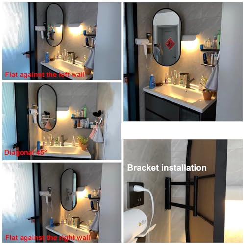Miroir de maquillage rétractable et pivotant avec verre HD anti-explosion durable