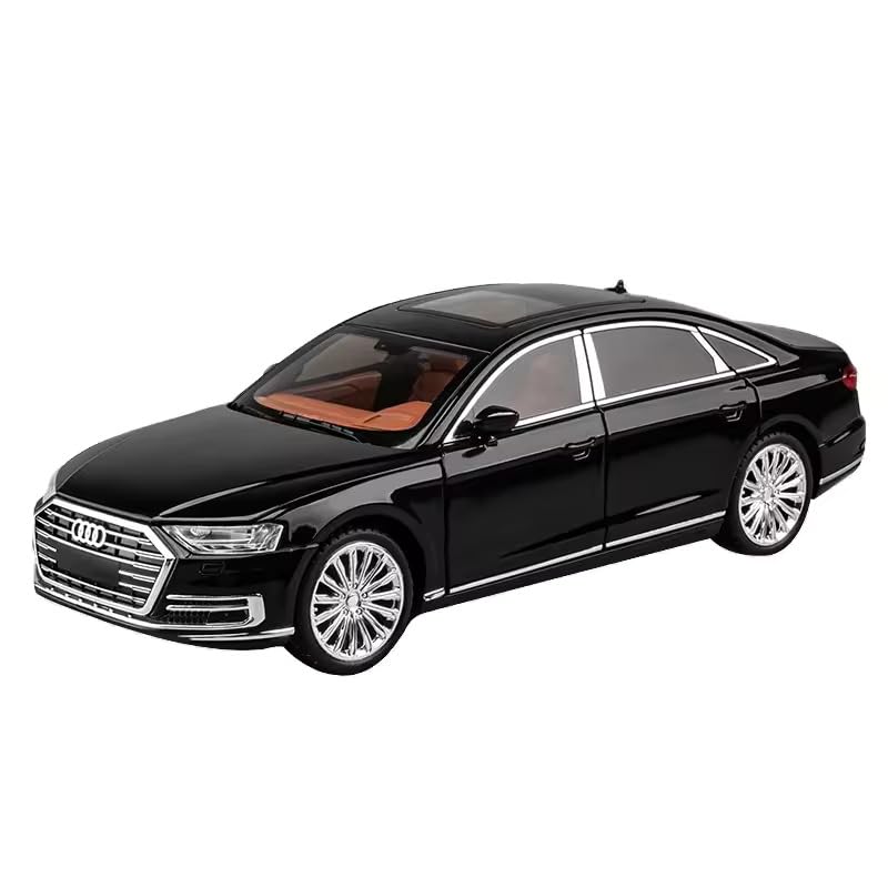 Image of 1 /24 Big Audi A8 Toy Car Metal Pull Back Diecast Car with Openable Door and Sound Light, Gifts Toys for Kids【 Black 】
