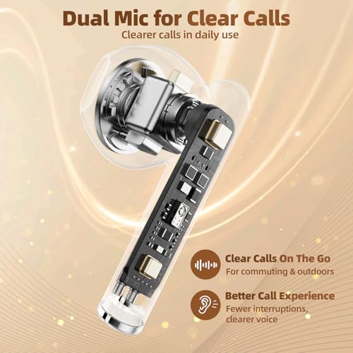 Image of Noise Cancelling Earbuds, Ear Buds Wireless Noise Cancellation, Bluetooth Earbuds TWS Ear Buds, Dual Mic, Low Latency, 30H, Fast Charging, IPX4