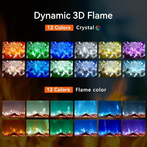 Image of EUHOMY 36 Inch Electric Fireplace Wall Recessed and Wall Mounted with Adjustable Flame Color, Fireplace Heater with Remote Control, Linear Fireplace with Timer, Touch Screen, Log & Crystal, 750 /1500W