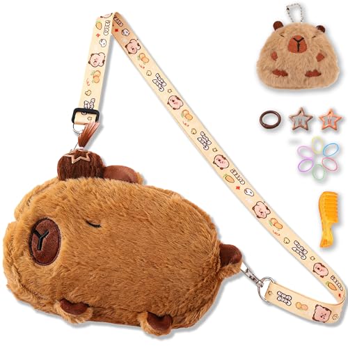 Image of KEYDUACU Capybara Shoulder Bag, Cute Plush Animal Crossbody Handbag, Novelty Purse for Women
