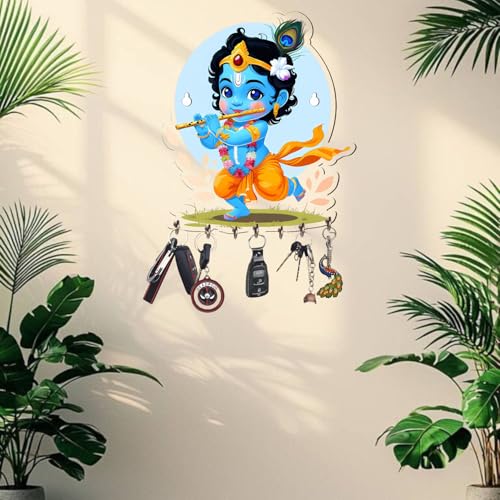 Image of Webelkart Premium Cute Krishna Key Holder for Home /Office Decor /Key Hanger for Wall Decor,Decorative Item for Home (Baby Krishna)