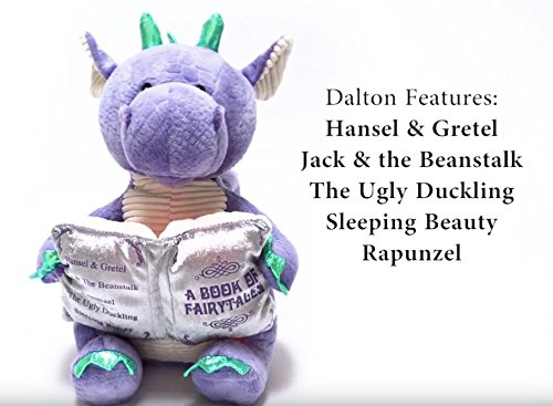 Cuddle Barn | Dalton the Storytelling Dragon 12" Animated Stuffed Animal Plush Toy | Mouth Moves, Head Sways and Book Lights Up | Recites 5 Fairy-Tales