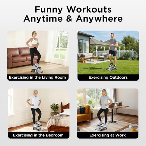 Image of Efitment Mini Stepper for Exercise at Home, Twist Stair Stepper with Resistance Bands, LCD Monitor, Compact Cardio Step Machine for Full Body Workout