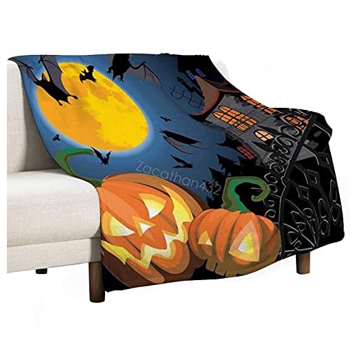Kastfilt, gotisk halloween hemsökt hus fest tema design bus eller godis motiv prin lätt filt för soffa, soffa, säng, camping, resor, mjuk flanellfilt, tackgåva, 125 x 150 cm