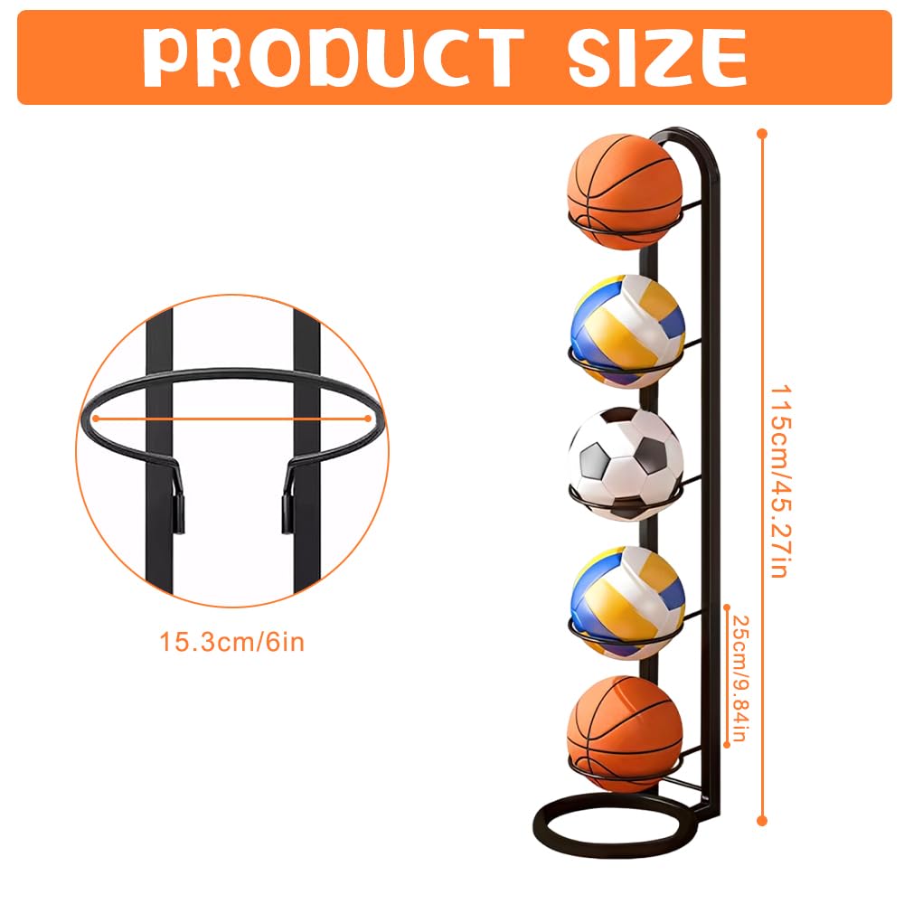 Estante de Almacenamiento de Pelotas 5 Niveles Soporte Vertical para Balón de Fútbol Baloncesto