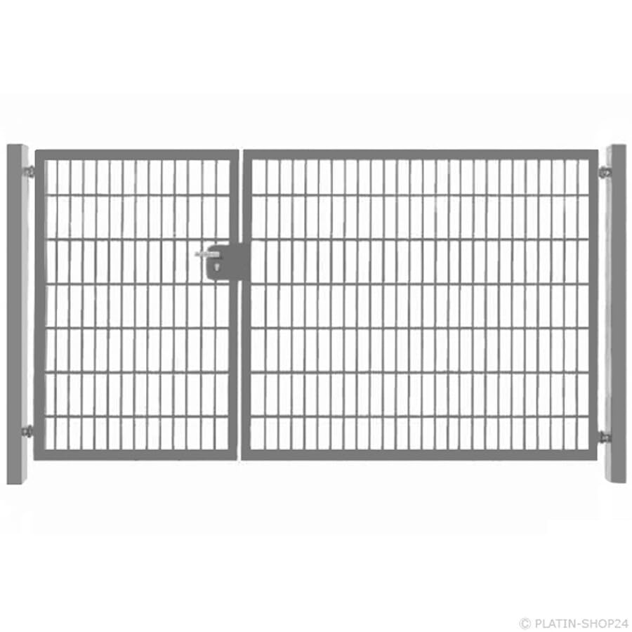 Einfahrtstor 2-flügelig asymmetrisch Verzinkt Tor Doppeltor Gartentor 450x103 cm mit Pfosten