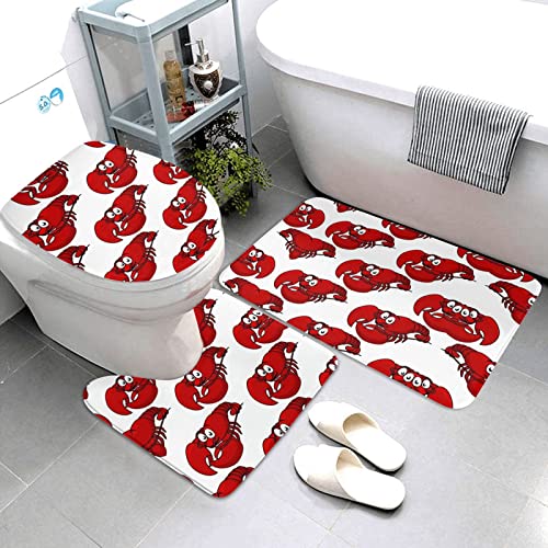 Roter Karabinerdruck Teppich Matten Pads Badematte Badteppich Set 3 Stück + Konturteppich + Toilettendeckelbezug – Bild 3