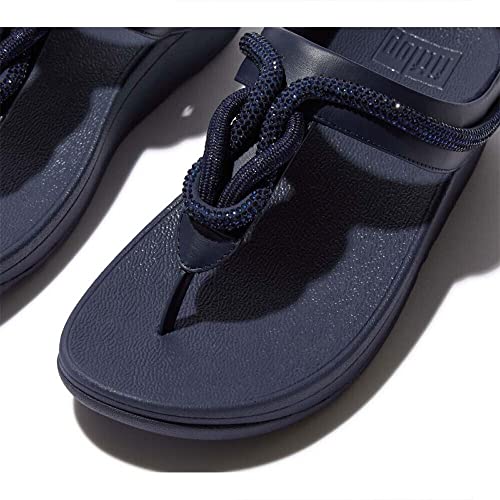 Image of FitFlop Women's Fino Crystal-Cord Leather Toe-Post Sandal