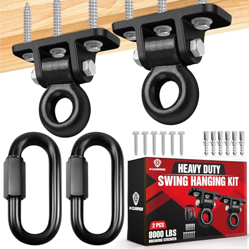 X-CUIRASS [Premium] Swing Hanger, 8000 LBS Capacity, Heavy Duty 10MM Solid Swing Set Hardware, Swing Hooks Screws Bolts with Quick Link, Swing Set Bracket for Porch, Playground, Concrete, Wooden