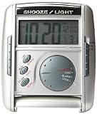 Seiko Travel Alarm Get Up and Glow Clock Silver-Tone Metallic Case