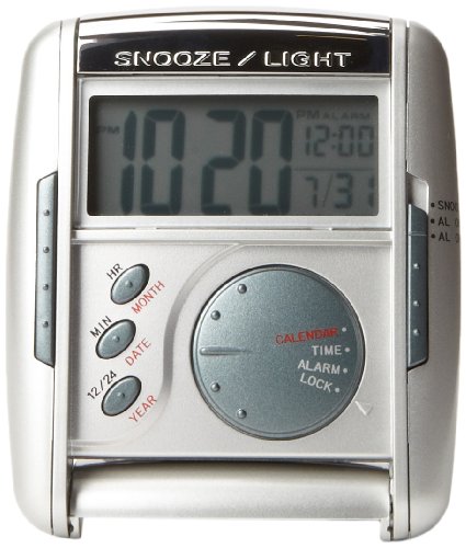 Seiko Travel Alarm Get Up and Glow Clock Silver-Tone Metallic Case