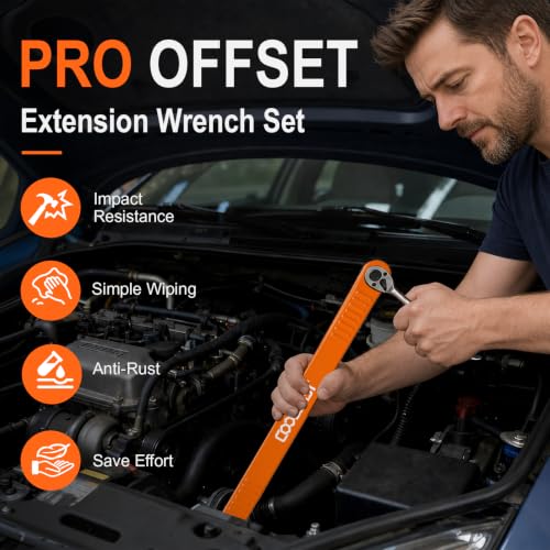 Image of Pro Offset Extension Wrench 5 PCS,Impact Wrench Extender Tool Socket Set | Square Adapters ,Ratchet Drive,1 /4 inch Socket,0 Swing,for Tight Spaces Fasteners