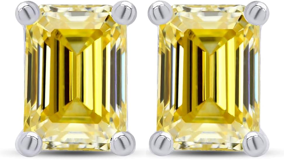 1-2ct Rectangular Moissanite Earrings for Women - Sparkling Laboratory Diamond Earrings Jewelry Wedding Anniversary Party Gift S925 Silver