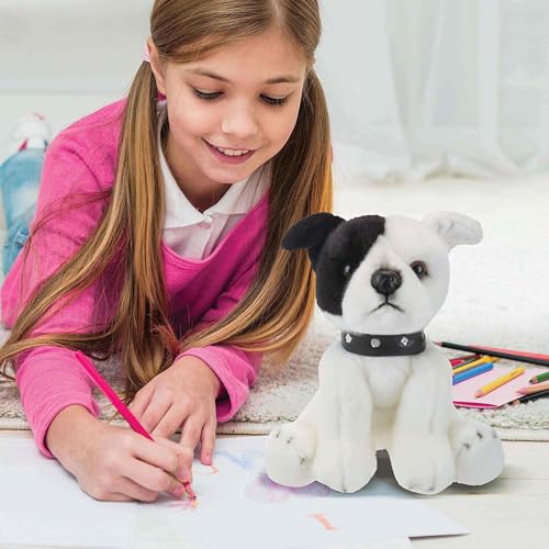 PMS VFM – Staffordshire Plüschtier Weißer Staffordshire Bull Terrier Hund 30 cm weiches Spielzeug – super Flauschige, luxuriöse lebensechte Stofftier-Teddy – Natural World Collection