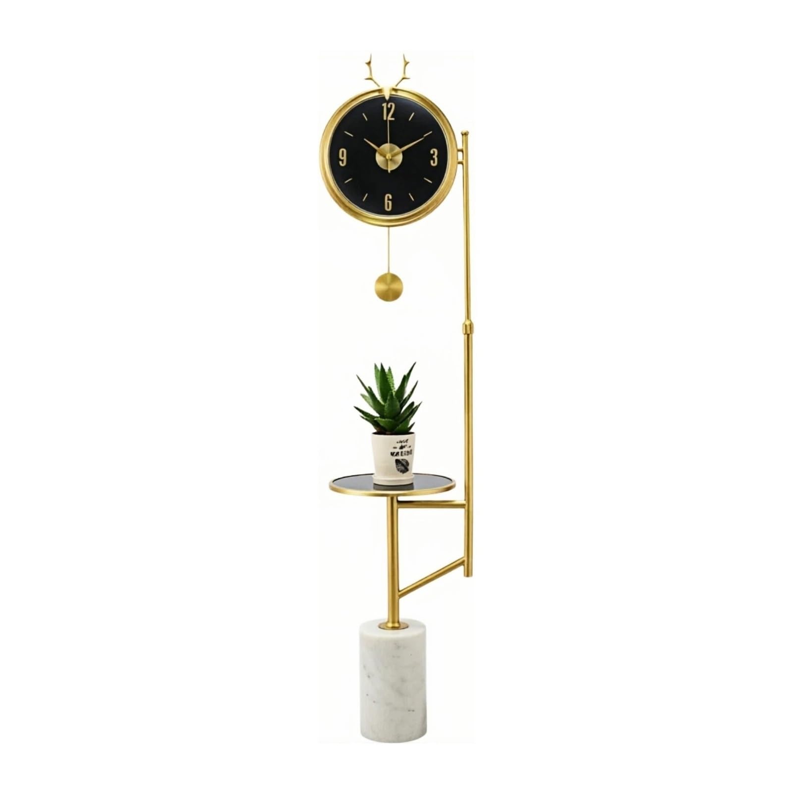 WANGHAI-666 Grandfather Clocks Metal Floor Clock Pendulum Silent Nordic for Living Room and Office(Black)