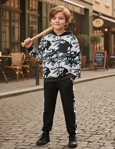 Image of Boys Clothes Fall Winter Outfits Camouflage Long Sleeve Hoodie and Pants 2PC Kids Clothes Boys for 5-14 Years