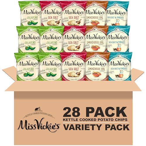 15% coupon - Miss Vickie's Kettle Cooked Potato Chips, Variety Pack, 28 snack bags