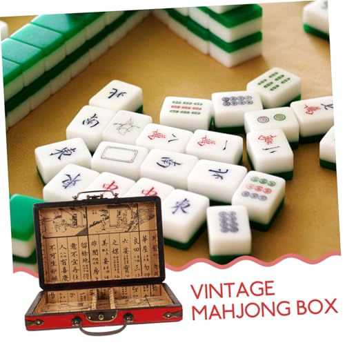 Boîte de mahjong en bois rouge grand format pour rangement de tuiles et accessoires de jeu - 4