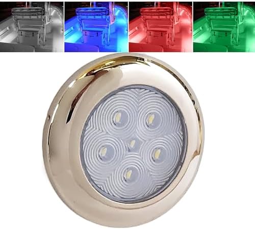 Wave One Marine SURFACE Mount 2.75" RGBW Internal Driver LED Courtesy Boat Light | RV Accent | Interior Exterior Deck Transom Cockpit T Top | Waterproof IP68 (Stainless Bezel)