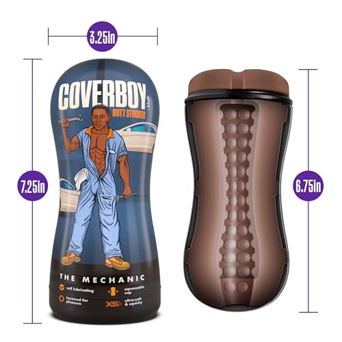 Image of Blush CoverBoy The Mechanic Male Masturbator Cup - Self-Lubricating Anal Stroker Pocket Pussy, PerfectFlo Suction Control, Realistic Flesh Feel, Portable Penis Stimulator, Blowjob Sex Toy for Men
