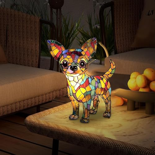Tierlampe, Katzen-Hundelampe, Nachtlicht der Hundeserie, süßes LED-Tischlicht mit Tiermotiv, Hundelampen aus Harz, Niedliche Vintage Tischlampe, Haustier-Dekolampe für Katzen-Hundelampe (Chihuahua Q)
