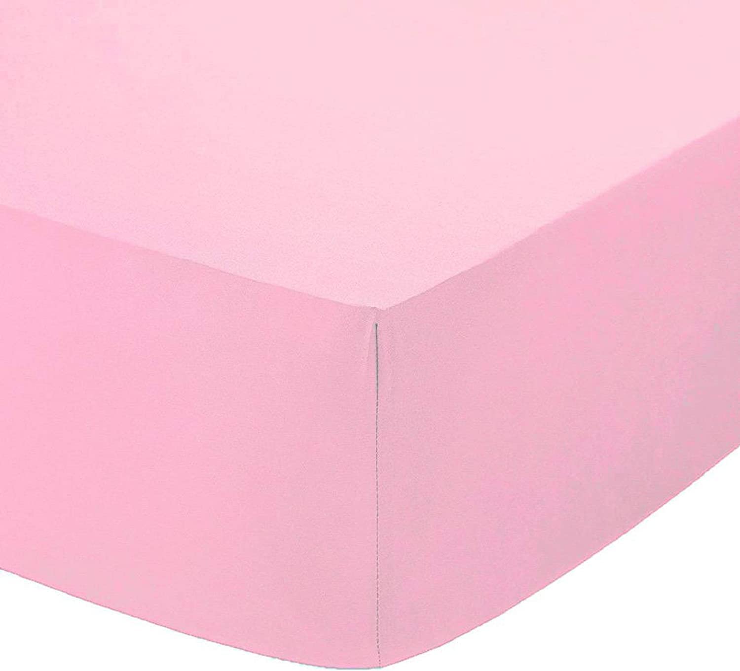 Ocean Nights Plain Dyed 10"(25cm) Box Fitted Bed Sheet Easy Care Polycotton Sheets Single Double King Super King Pillowcase (Pink, Super King)