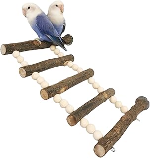 Parrot Bird Swing Wooden Ladder, Cage Hanging Pet Cage Bird Climbing Step Ladders, Bird Wooden Platform Perch Playground Play Stands Toys for Parakeet Cockatiel Conures Lovebirds Budgie (Small)
