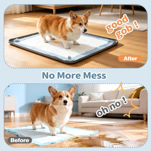 Image of Silicone Puppy Pad Holder Tray with Clips Fits for 24 inchx24 inch Pee Pads - Grey