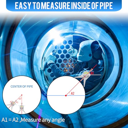 Pipe Center Finder, Magnetic Centering Head Tool to Measure Pipe Diameter 0.5" to 4", Y-Shape Design with Adjustable Dial Bubble Protractor for Pipefitters & Plumbers(sliver) - Image 6