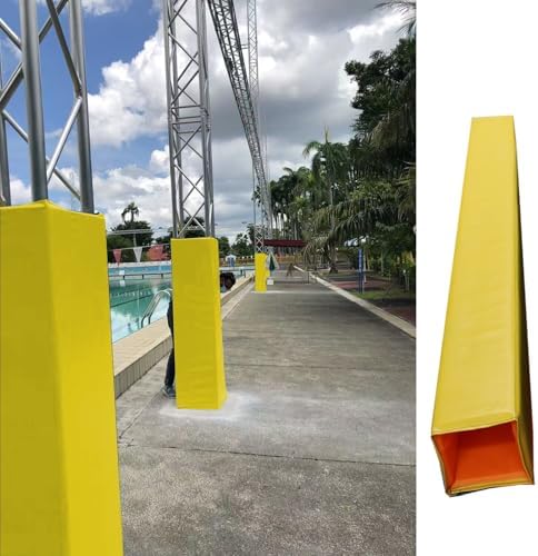 6.6ft Tall Basketball Pole Padding - All-Weather 2.5mm Thick Protective Block Pad for Training & Safety - Square Design (Black, 8x8 in / 20x20 cm)