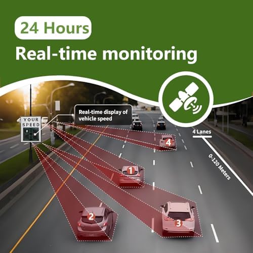Solar Powered Radar Speed Limit Sign, LED Display for Highways & Speed-Limited Roads, 600mm x 900mm, Includes Accessories for Enhanced Safety & Visibility