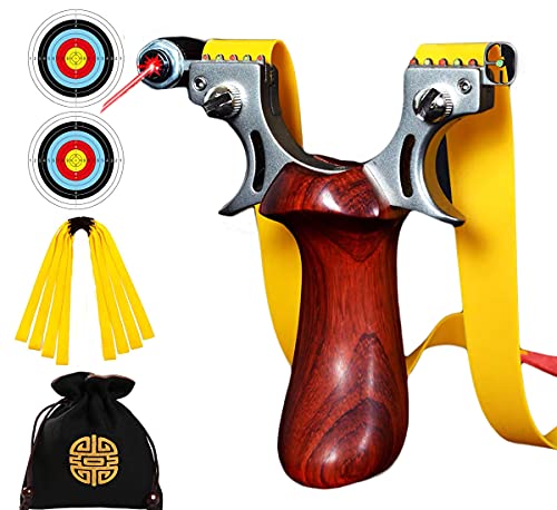 Svyaxfa Slingshot Professional Slingshots Set for Adult Hunting Powerful Stainless Steel Wooden Handle High Velocity Catapult Slingshots (Slingshot)
