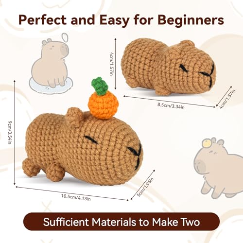 Image of Gipony Crochet kit for Beginners,Knitting kit,Equipped with Step-by-Step Video tutorials, Adult Junior Crochet kit,Crochet Animals kit,Crochet Capybara