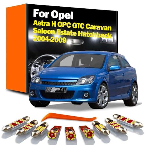 15Pcs Car LED Interior Dome Map Trunk Light Kit, for Opel Astra H OPC GTC Caravan Saloon Estate Hatchback 2004-2009