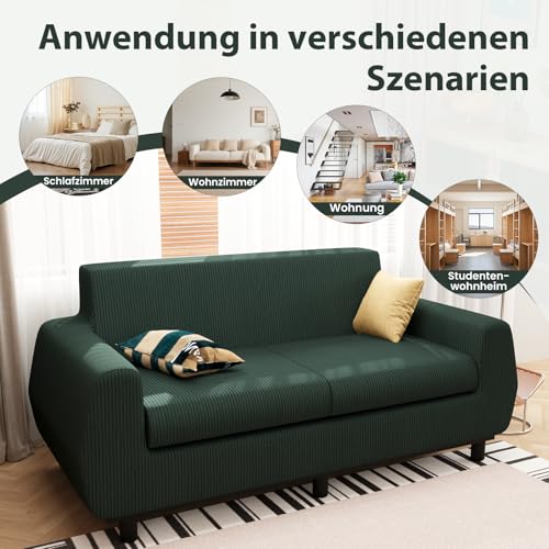 Hamlody Sofa 160cm, 2-Sitzer Sitzbank mit Samt Bezug, Kompakt für kleine Räume | Bequem & Einfach Montiert | 42cm hochelastischer Schaumstoff, Grün