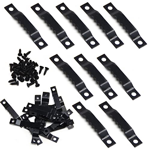 Image of MroMax 20PCS Sawtooth Picture Hangers Iron Picture Hangers 1.77 inch x 0.24 inch Double Hole Picture Frames Hangers for Hanging Clock Paintings Artwork Picture Frame Hook Photos Black