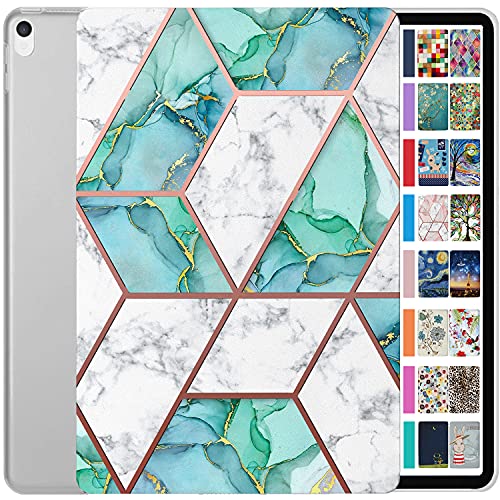 Image of DuraSafe Cases for iPad Air 3rd Gen 10.5 Inch 2017 /2019 [ PRO 10.5 Air 3 ] A1701 A1709 A1852 A2152 A2123 A2153 A2154 Printed Slim Hard Shell Protective Stand Cover - Marble Green