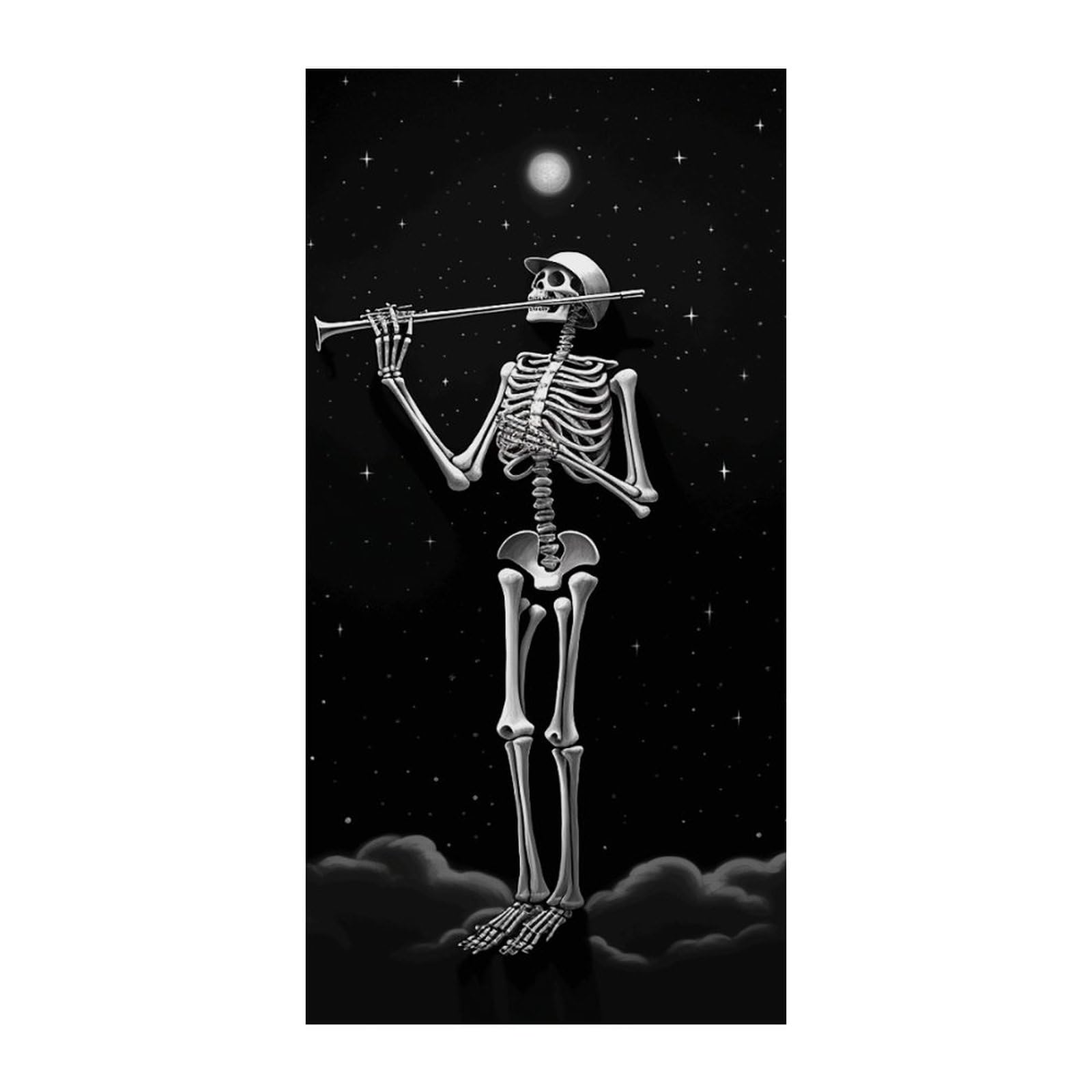 Adfgyerh Style Skeleton In The Night Curtains，Polyester Blackout Extra Wide，Door Curtain， 35.4X 70.9 Inch For Temporary Room Dividers Bedroom Living Room，Room Darkening Curtains ，For Doorway Privacy For Wall Hangi