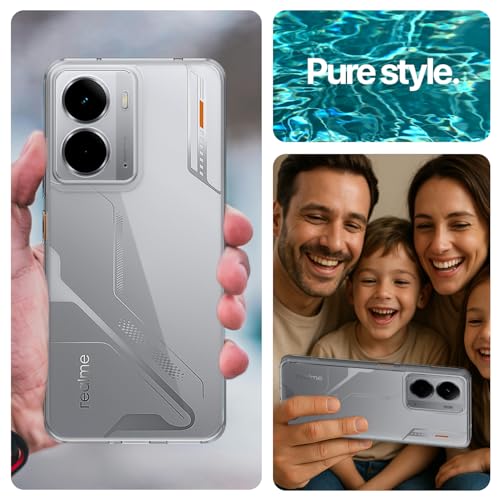 Image of Pikkme Back Cover for Realme P3 5G Crystal Clear Hard Back PC + TPU Protective Bumper Case(Transparent)