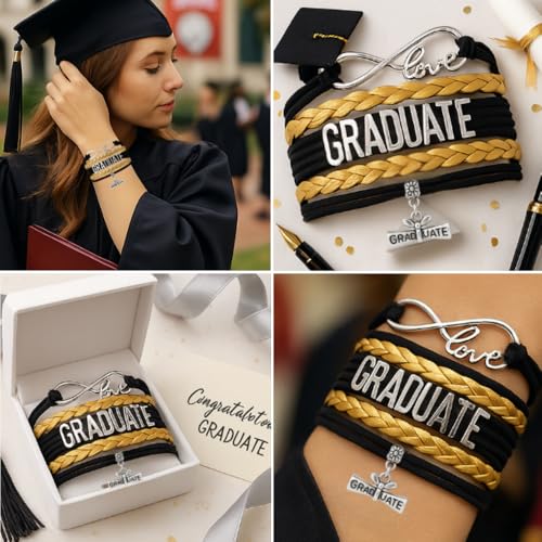Image of Infinity Collection Graduation Bracelet Gift Graduate Jewelry for Her, Class of 2026 Keepsake, Adjustable Charm Bracelet for Women & Girls