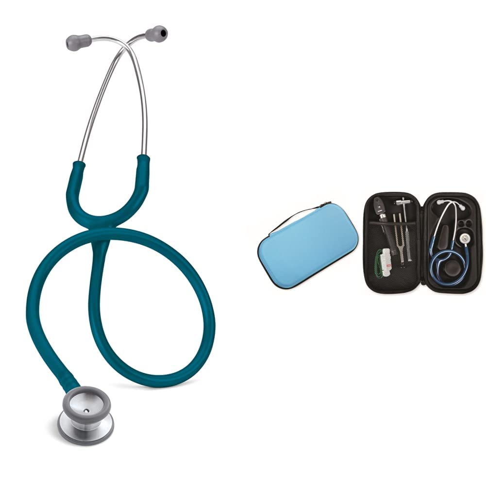 3M Littmann Classic II Pediatric Stetofonendoscopio Blu Caraibi, 2119 + GIMA ASTUCCIO PORTA FONENDO, Turchese, Uso Professionale