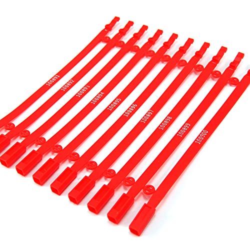 Plastic Security Seals Numbered Tamper Truck Tags Fixed Length for Container Disposable SelfLocking Zip-Ties 8.27" Pack of 1000 (Red)