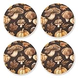 Photo Gallery set di 4 sottobicchieri con motivo autunnale marrone con zucche e funghi, per bevande, assorbenti, spessi, resistenti al calore, tovagliette per tazze di birra, caffè Photo Gallery set di 4 sottobicchieri con motivo autunnale marrone con zucche e funghi, per bevande, assorbenti, spessi, resistenti al calore, tovagliette per tazze di birra, caffè