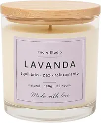 cuore Studio Vela Aromática, Natural, 180g, 36 Horas de Duração, 6 opções de escolha (LAVANDA)