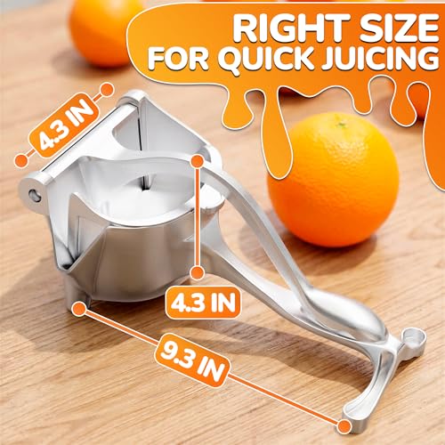 Image of Manual Juicer Hand Press with Ergonomic Heavy Duty Handle - Pour Spout for Mess-Free Pouring, Aluminum Alloy Hand Juicer Squeezer | 0.6 L Bowl - Juice Press for Lemon, Lime, Pomegranate & Home Canning