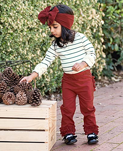 Image of RuffleButts Toddler Girl Merry & Bright Ruffle Leggings - Ankle Leggings