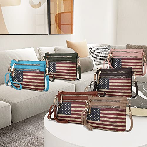 Image of MKF Collection Crossbody Bag for Women, American Flag Shoulder Bag, Vegan Leather Wristlet Bag Handbag Purse by Mia K