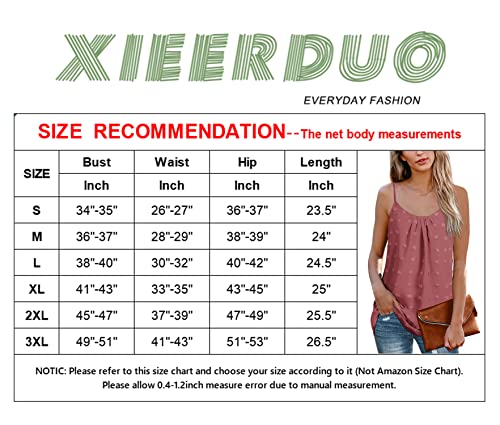 Xieerduo Ladies Tank Tops Loose Casual Sleeveless Tanks Dressy Spaghetti Strap Camisole Brick Red L #TOP4